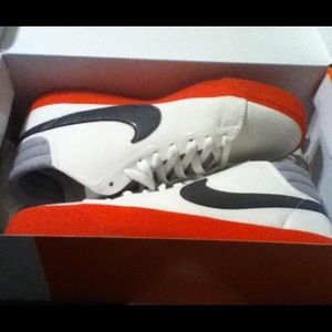 White and Orange Nike Blazers